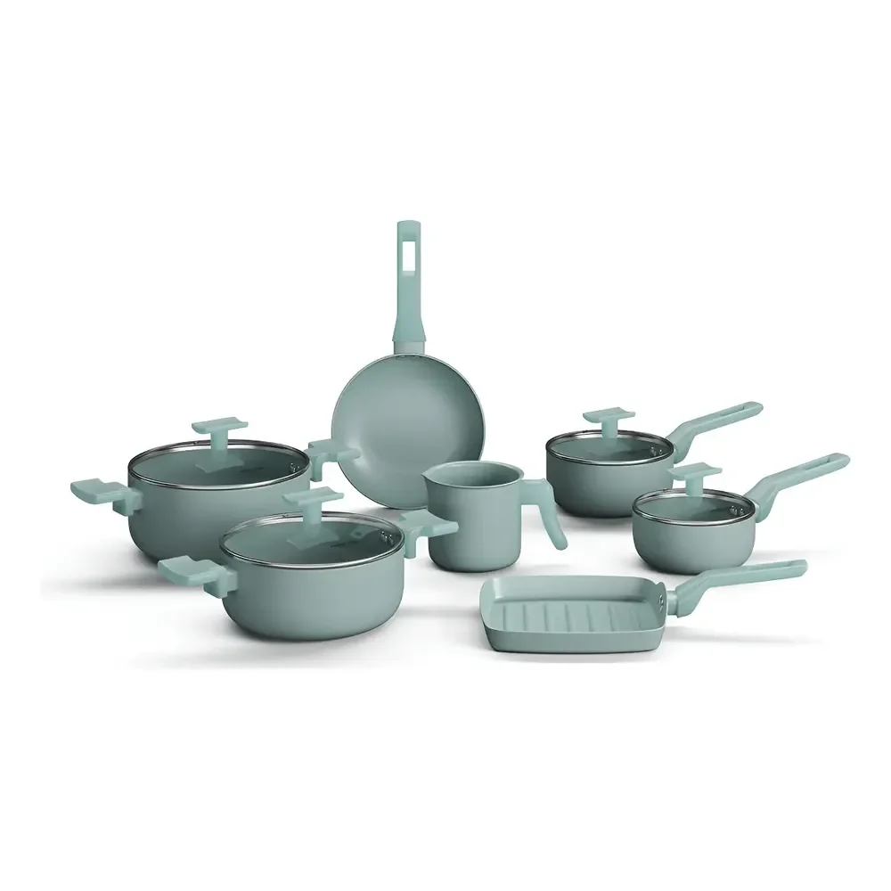 Conjunto Panelas 7 Peças Sartin Cook Cor Aquamint Mimo Style Cor Verde-claro