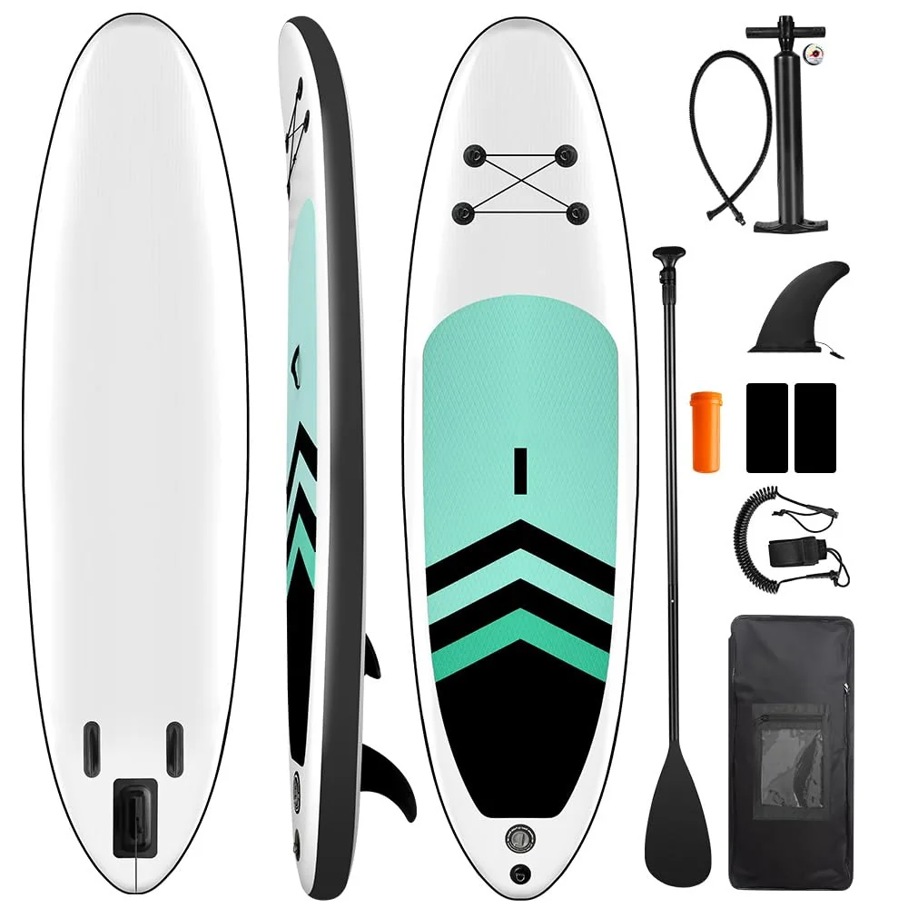 Prancha de Stand Up Paddle Inflável(320*76*15 cm), Prancha de Surf, Prancha de Remo Inflável, Prancha de Stand Up Paddle Inflável, Prancha de Remo Inflável com Acessórios, Bomba Manual, Nadadeiras