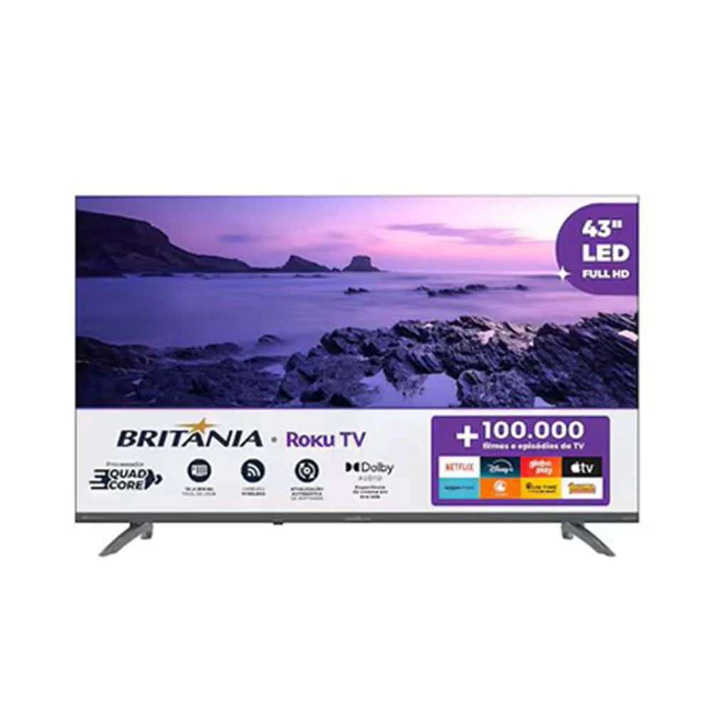 Smart Tv 43" Britânia Roku Tv Hdr10 Dolby Áudio B43cra