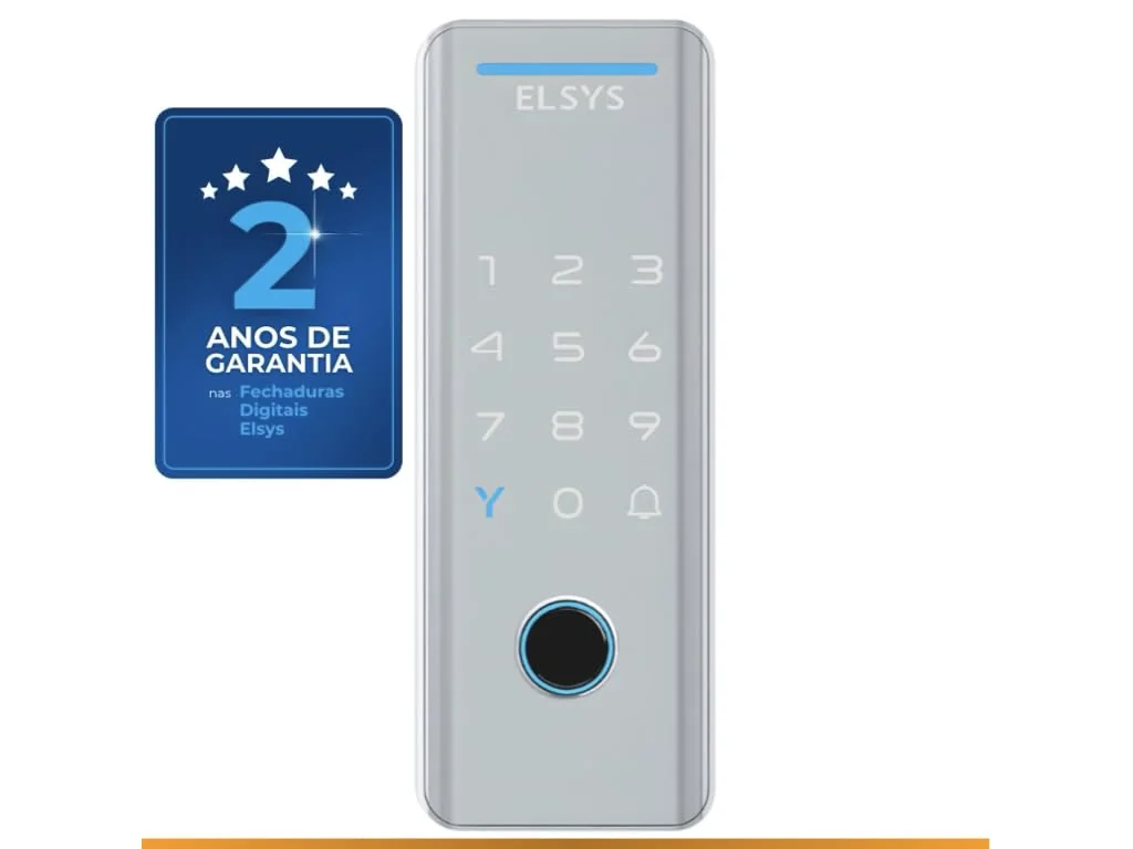 Fechadura Digital de Sobrepor, Abertura por senha ou tag, Tecno, Prata, DS4100V, Elsys
