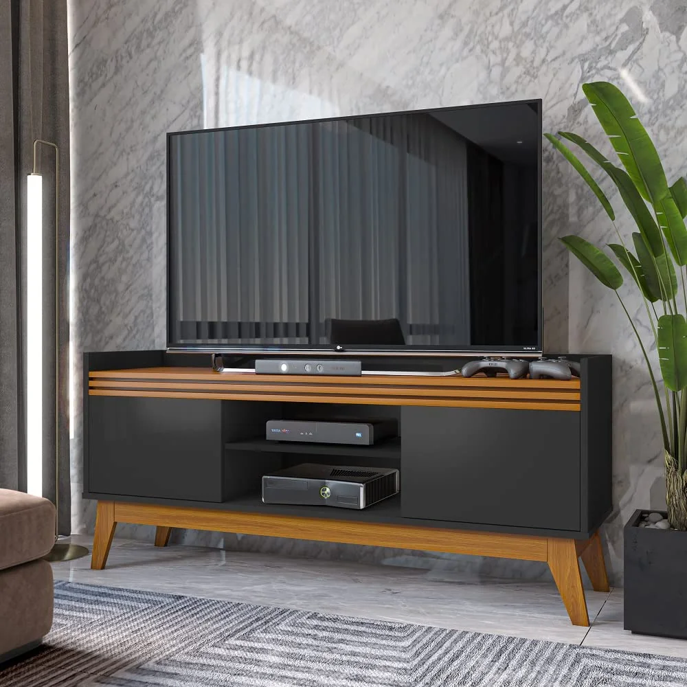 VIA NOSSA - Rack para Tv até 50 Polegadas 2 Portas Ripado Astúrias 136cm