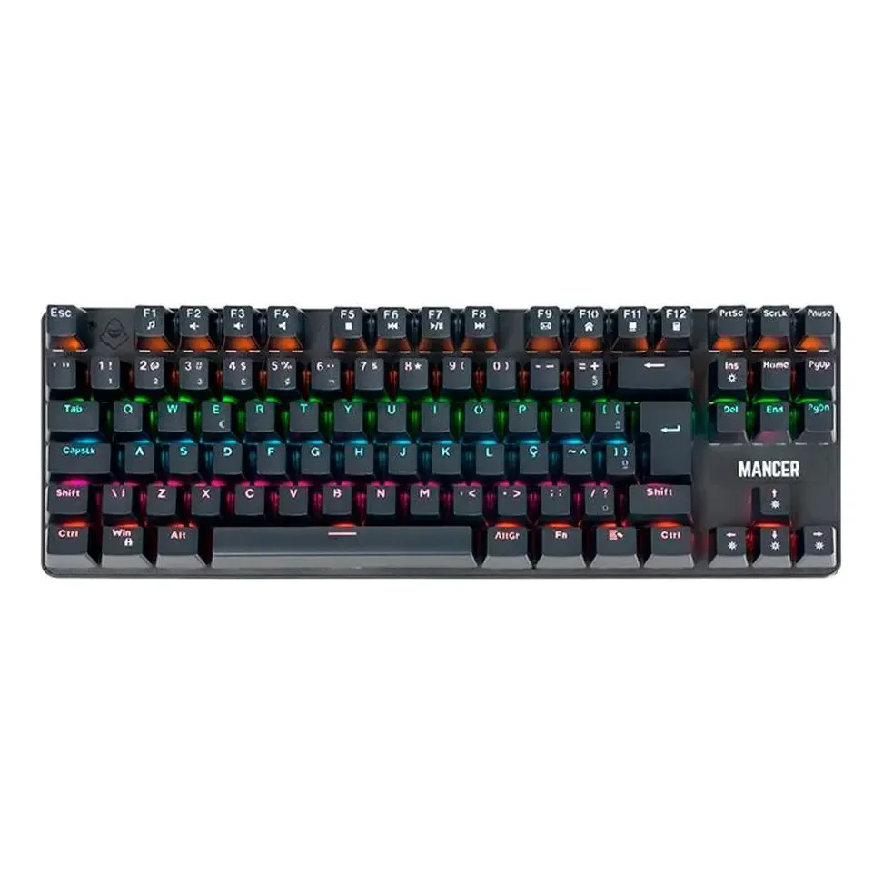 Teclado Mecanico Mancer Shade Mk3, Rainbow, Switch Vermelho Preto Inglês Us