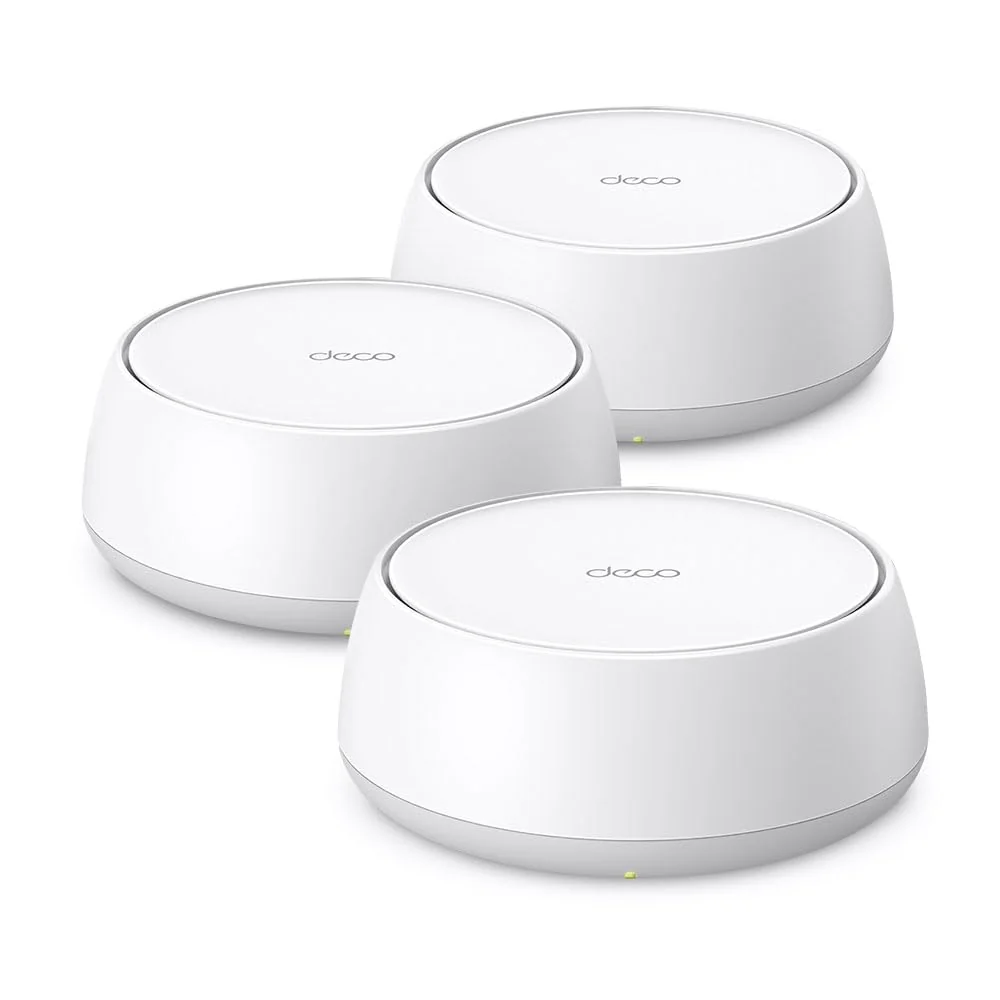TP-Link Deco BE22 (3 un.) Sistema Wi-Fi 7 Mesh para casa toda Dual Band BE3600, 3 un. cobrem até 600 m², 150 dispositivos, 2 portas gigabit, instalação por app Deco, Mesh com IA, Homeshield