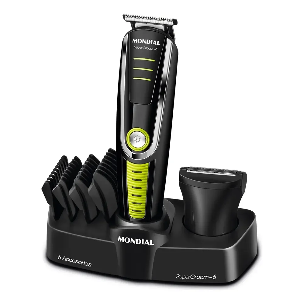 Aparador De Pelos Super Groom 06, Mondial 6w Bg-04 Preto/verde 127/220v